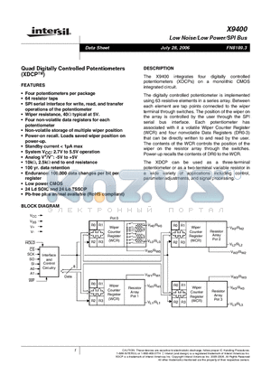 X9400YS24-2.7 datasheet - Quad Digitally Controlled Potentiometers