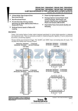 SN54ALS842FK datasheet - 10-BIT BUS INTERFACE D-TYPE LATCHES WITH 3-STATE OUTPUTS