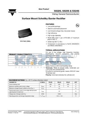 SS24S-E3/5AT datasheet - Surface Mount Schottky Barrier Rectifier