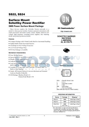 SS24T3 datasheet - Surface Mount Schottky Power Rectifier