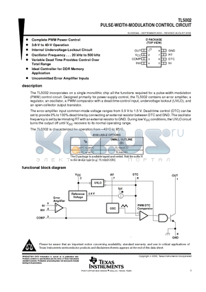 TL5002CD datasheet - PULSE-WIDTH-MODULATION CONTROL CIRCUIT