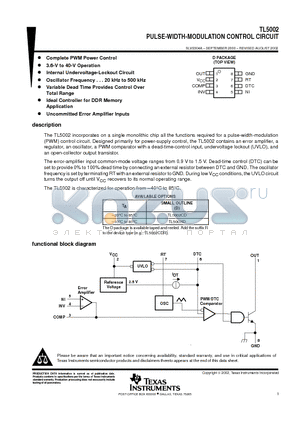 TL5002ID datasheet - PULSE-WIDTH-MODULATION CONTROL CIRCUIT