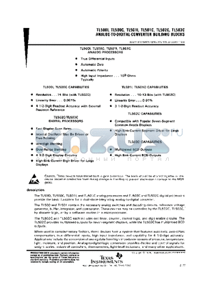 TL500CJ datasheet - ANALOG TO DIGITAL CONVERTER BUILDING BLOCKS