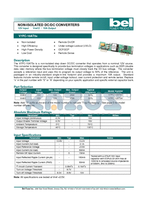 V7PC-10AT5X datasheet - NON-ISOLATED DC/DC CONVERTERS 12V Input Vref/2 / 10A Output
