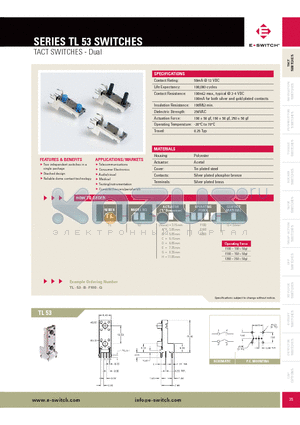 TL53AF100Q datasheet - TACT SWITCHES - Dual