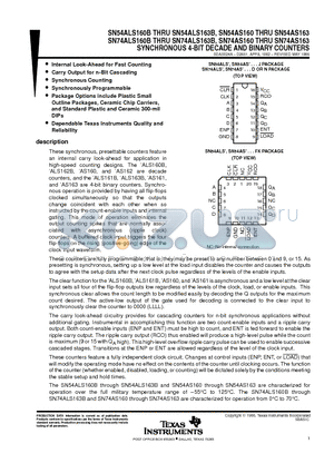 SN54AS161 datasheet - SYNCHRONOUS 4-BIT DECADE AND BINARY COUNTERS