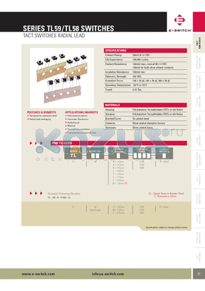 TL58VF100Q datasheet - TACT SWITCHES RADIAL LEAD