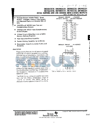 SN54AS231J datasheet - OCTAL BUFFERS AND LINE DRIVERS WITH 3-STATE OUTPUTS