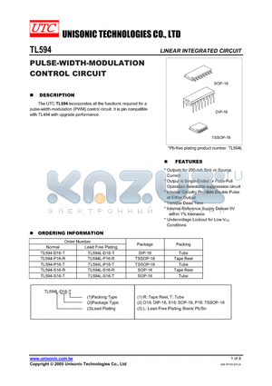 TL594 datasheet - PULSE-WIDTH-MODULATION CONTROL CIRCUIT