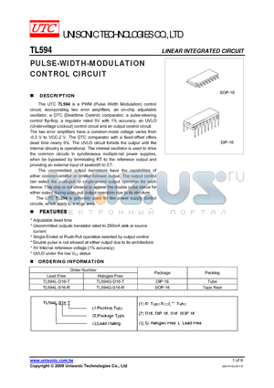 TL594 datasheet - PULSE-WIDTH-MODULATION CONTROL CIRCUIT