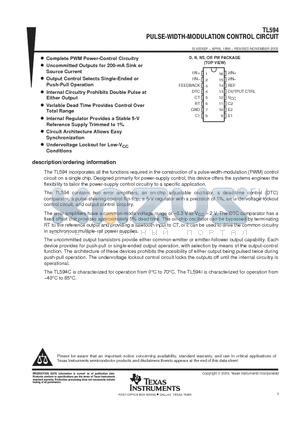 TL594CD datasheet - PULSE-WIDTH-MODULATION CONTROL CIRCUIT
