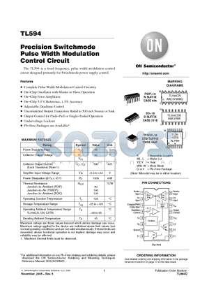 TL594CDG datasheet - Precision Switchmode Pulse Width Modulation Control Circuit
