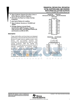 SN54AS760 datasheet - OCTAL BUFFERS AND LINE DRIVERS WITH OPEN-COLLECTOR OUTPUTS