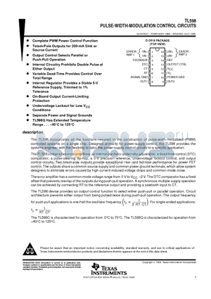 TL598D datasheet - PULSE-WIDTH-MODULATION CONTROL CIRCUITS