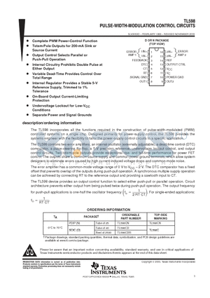 TL598CDRE4 datasheet - PULSE-WIDTH-MODULATION CONTROL CIRCUITS