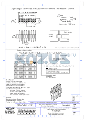 TTSHC-5-D datasheet - .050x.050 cl Dual Row - Custom Terminal Strip Headers
