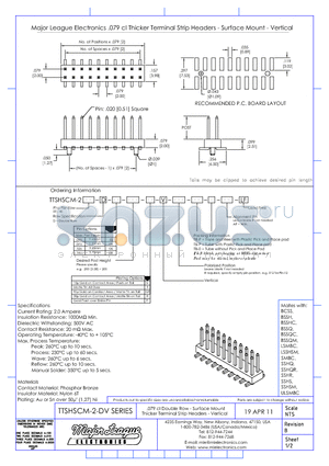 TTSHSCM-2-DV datasheet - .079 cl Double Row - Surface Mount Thicker Terminal Strip Headers - Vertical