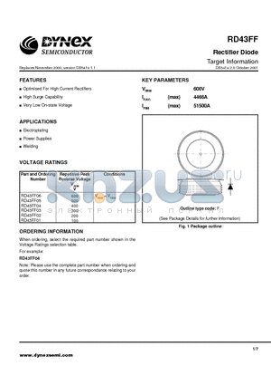 RD43FF06 datasheet - Rectifier Diode Target Information