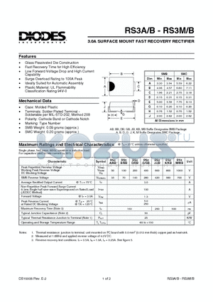 RS3DB datasheet - 3.0A SURFACE MOUNT SUPER-FAST RECOVERY RECTIFIER