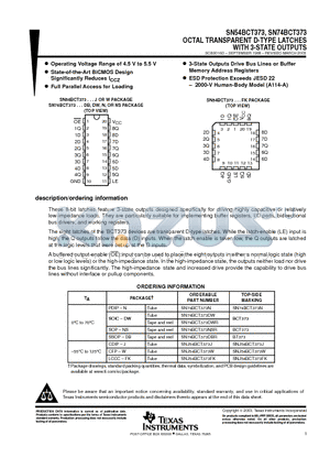SN54BCT373 datasheet - OCTAL TRANSPARENT D-TYPE LATCHES WITH 3-STATE OUTPUTS