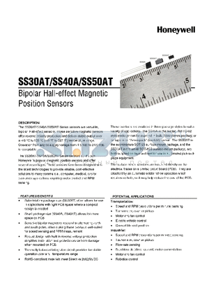 SS30AT datasheet - Bipolar Hall-effect Magnetic Position Sensors
