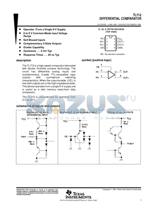 TL712CP datasheet - DIFFERENTIAL COMPARATOR