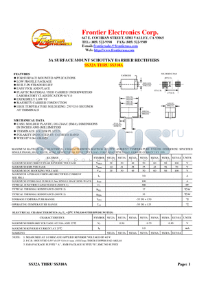 SS310A datasheet - 3A SURFACE MOUNT SCHOTTKY BARRIER RECTIFIERS