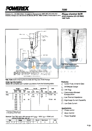 T5001080 datasheet - Phase Control SCR (40-80 Amperes (63-125 RMS) 1600 Volts)