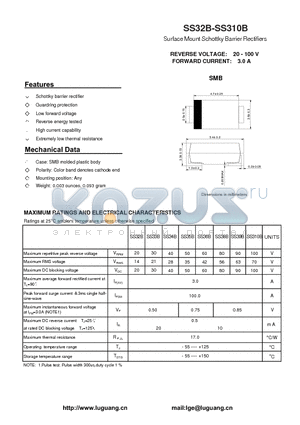 SS310B datasheet - Surface Mount Schottky Barrier Rectifiers