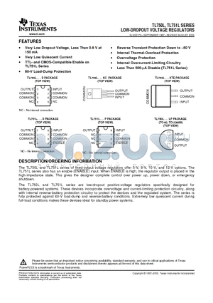 TL750L05CKC datasheet - LOW-DROPOUT VOLTAGE REGULATORS