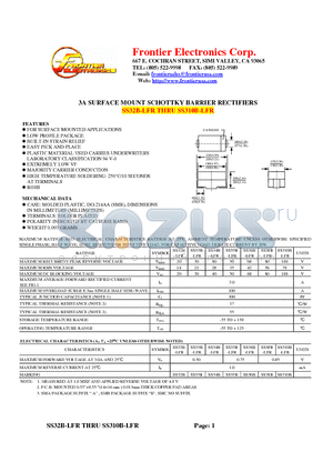 SS310B-LFR datasheet - 3A SURFACE MOUNT SCHOTTKY BARRIER RECTIFIERS