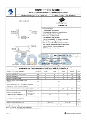 SS32H datasheet - SURFACE MOUNT SCHOTTKY BARRIER RECTIFIER