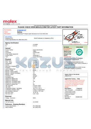 SD-19003-005 datasheet - InsulKrimp Female Quick Disconnect for 18-22 AWG Wire