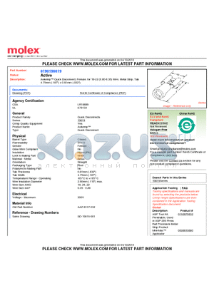 SD-19019-001 datasheet - Avikrimp Quick Disconnect, Female, for 18-22 (0.80-0.35) Wire