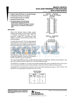 SN54F374_08 datasheet - OCTAL EDGE-TRIGGERED D-TYPE FLIP-FLOPS WITH 3-STATE OUTPUTS