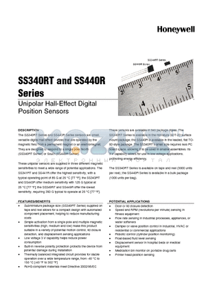 SS340RT datasheet - Unipolar Hall-Effect Digital Position Sensors