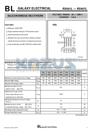 RS406L datasheet - SILICON BRIDGE RECTIFIERS