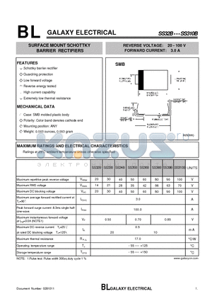 SS34B datasheet - SURFACE MOUNT SCHOTTKY BARRIER RECTIFIERS