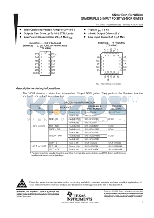 SN54HC02_07 datasheet - QUADRUPLE 2-INPUT POSITIVE-NOR GATES