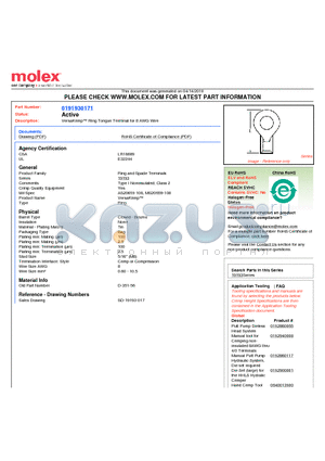 SD-19193-017 datasheet - VersaKrimp Ring Tongue Terminal for 8 AWG Wire