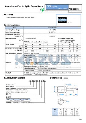 SS35V100MTR5X5 datasheet - Aluminum Electrolytic Capacitors