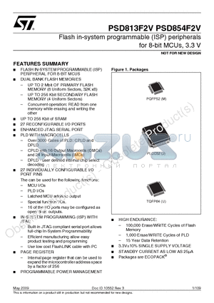 PSD813F2V-15U1T datasheet - Flash in-system programmable (ISP) peripherals for 8-bit MCUs, 3.3 V