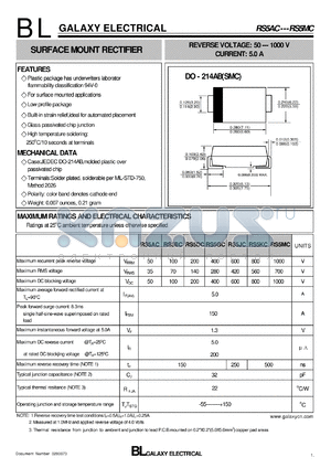 RS5AC datasheet - SURFACE MOUNT RECTIFIER