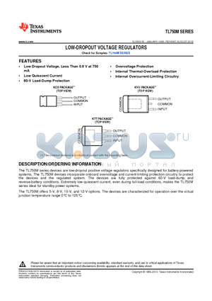 TL750M10CKCS datasheet - LOW-DROPOUT VOLTAGE REGULATORS