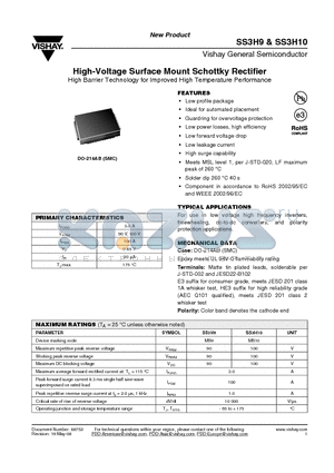SS3H9HE3-9AT datasheet - High-Voltage Surface Mount Schottky Rectifier