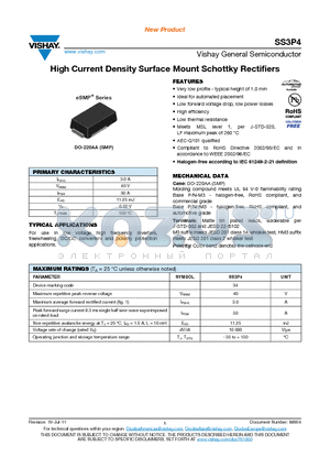 SS3P4-M3-84A datasheet - High Current Density Surface Mount Schottky Rectifiers