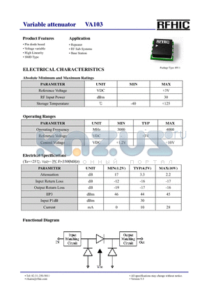 VA103 datasheet - Variable attenuator