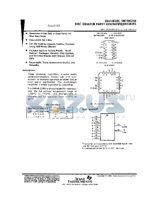 SN54HC280 datasheet - 9 BIT ODD /EVEN PARITY GENERATORS/CHECKERS