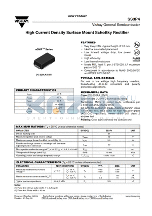 SS3P4_08 datasheet - High Current Density Surface Mount Schottky Rectifier