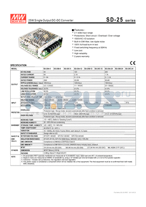 SD-25C-5 datasheet - 25W Single Output DC-DC Converter